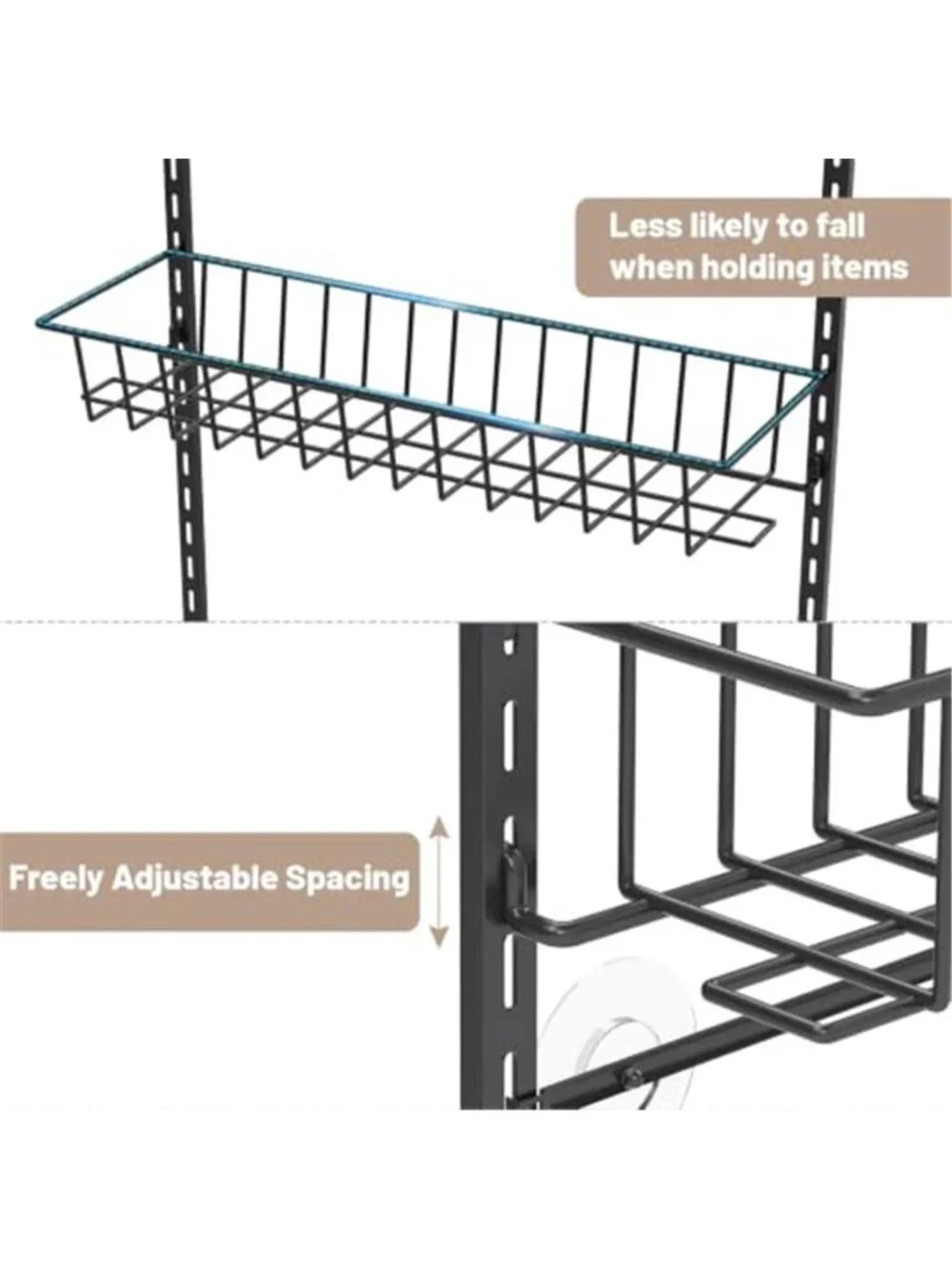 Over The Door Organizer Hanging Storage Rack Metal Shelves Adjustable Black